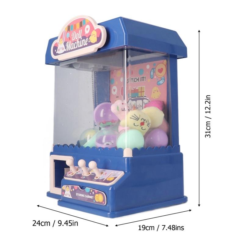 Mini Doll Grabber Machine Cool Light Music Electric Eggshell Grabber Game Toy For Party Blue