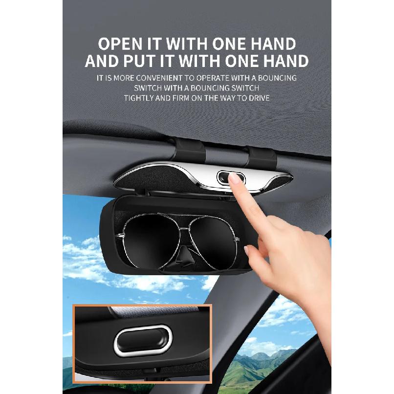 Universal Car Visor & Dashboard Sunglasses Holder – One-Hand Quick Clip, Scratch & Shockproof Eyewear Case Car Storage Organizer