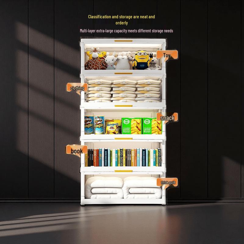 Foldable Five-Drawer Multi-Layer Storage Cabinet for Home, Bedroom, or Kitchen
