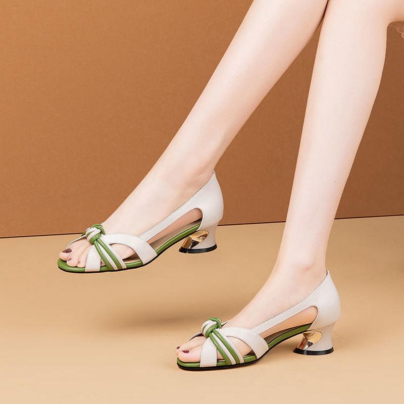 

Fashion FHC Women Peep Toe Sandals,Summer Mid Heels,Fashion Mixed Colors Shoes,Hollow Out,Slip On,Big Size,35-41,Black,Beige,Dropship 35 бежевый