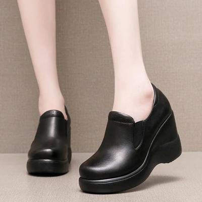 8cm Küçük Boy 32-43 Moda Derin Ağızlı Platform Dolgu Topuk Ayakkabı Kadın Pompa Loafer 2025 Sonbahar Yüksek Topuklu Ofis Anne İş için Ayakkabı