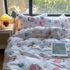 Ins Pink Strawberry Bedding Set Simple Flower Printed Bed Linen Flat Sheet Adult Kids Princess Girl Duvet Cover Set All Seasons