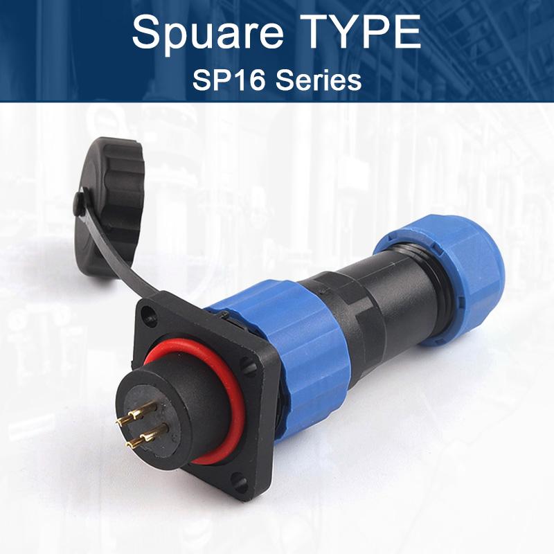Conector impermeabil SP16, conector de cablu cu 2/3/4/5/6/7/8/9 pini, piuliță de aviație/flanșă/andocare/conector pătrat pentru montare pe panou