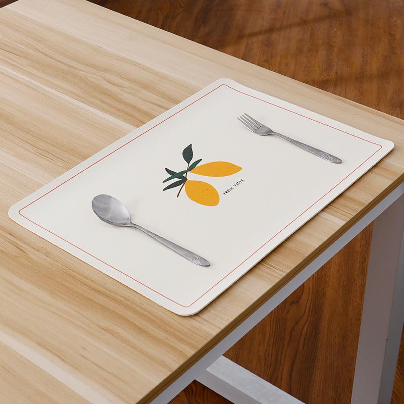 Fruits Luxury Leather Placemat Home Kitchen Decoration Romantic Western Food Mat Heat Insulation Mat Home Bowl Cup Mat