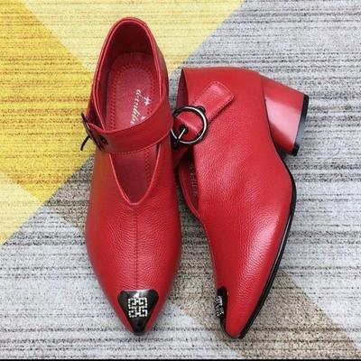 2024 Módní Dámské Boty Ležérní Kožené Designérské V tvar Dámské Špičaté Gumové Kotníkové Boty Černé Červené Zapatos Mujer