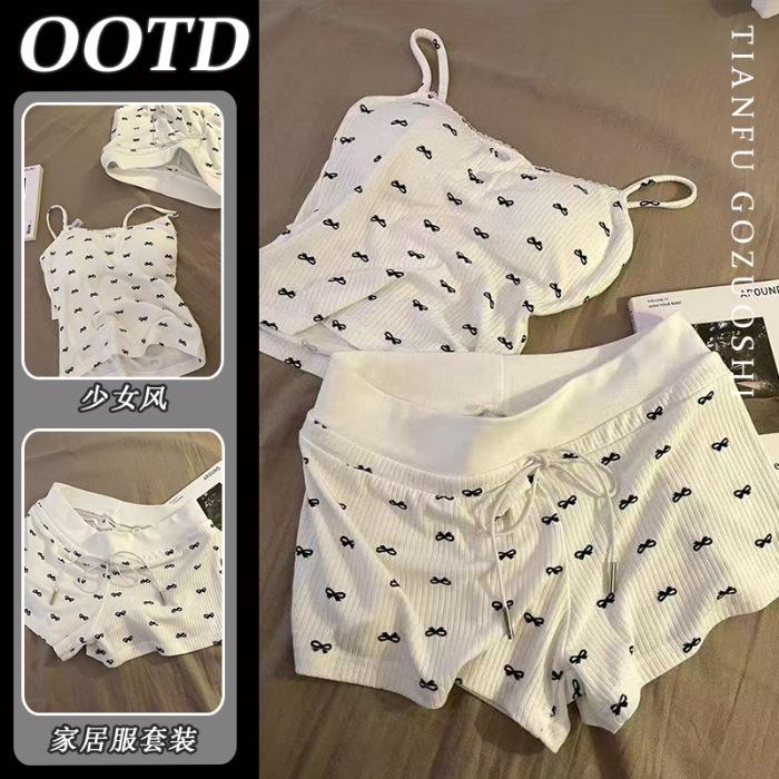 

[High-quality imitation cotton] Suspender pajamas women s thin high-end simple casual soft and comfortable loungewear suit women M