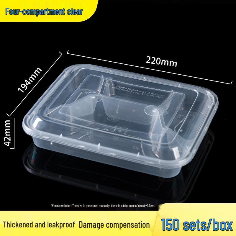 Chulu Disposable 4-Compartment Rectangular Lunch Box