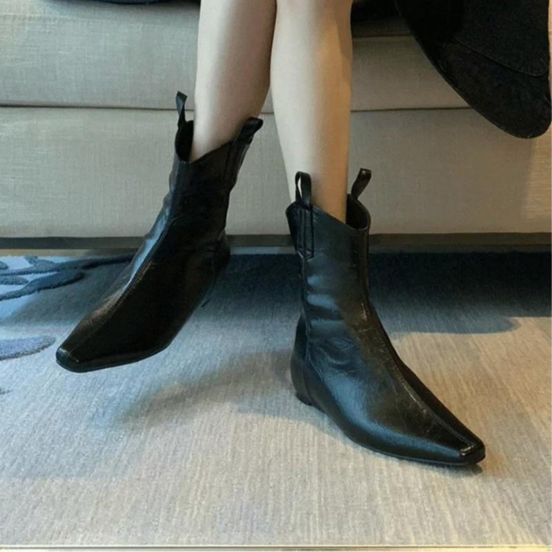 

Узкие Одинарные Сапоги Женские Осенние Новые Квадратный Носок Простые и Универсальные Клиновидный Каблук Внутреннее Увеличение Высоты Нескользящие Ботильоны 35 чёрный