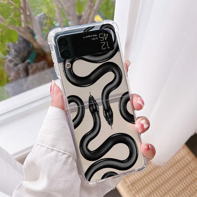 

Spiritual Snake Phone Case For Samsung Galaxy Z Flip 6 5 3 4 Clear Hard Folding Cover For Zflip 5 Transaprent Fundas Galaxy Z Flip5