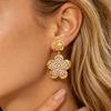 Stainless Steel Trendy White Flower Zircon Earrings For Women 18K Gold PVD Plated Earrings Dainty Drop Earring for Her Gift 2026