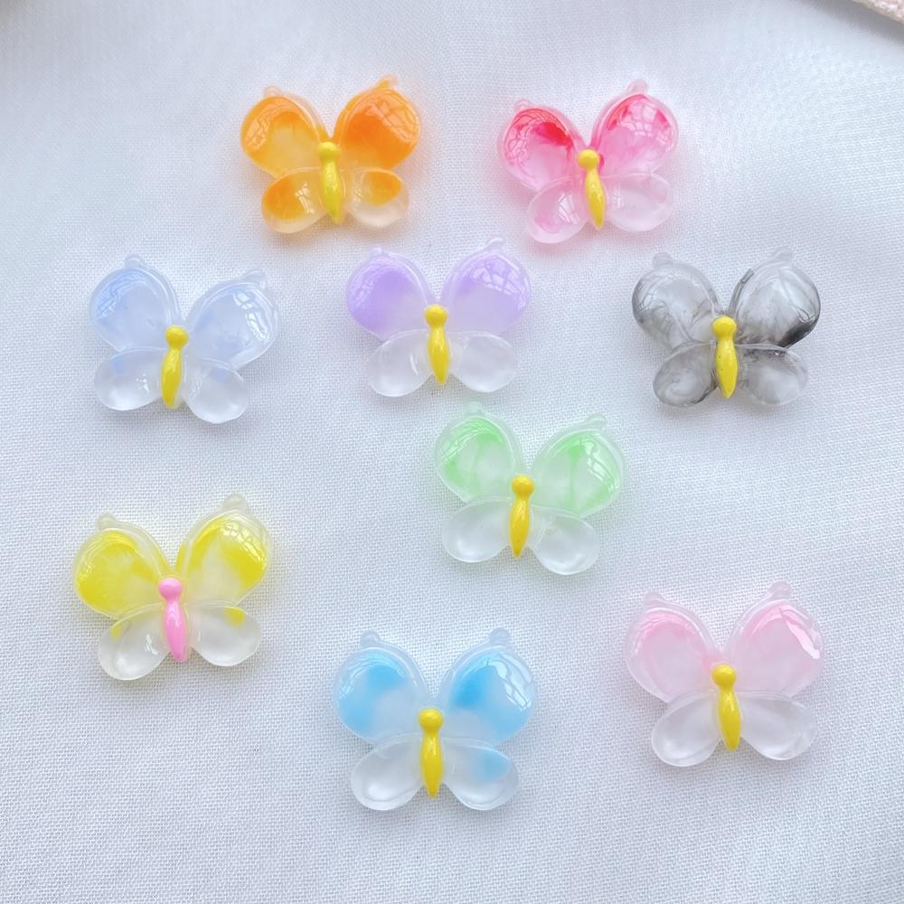 20Pcs New Resin Cartoon Colorful Butterfly Series Flat Back Cabochons Scrapbooking DIY Jewelry Craft Decoration Accessories