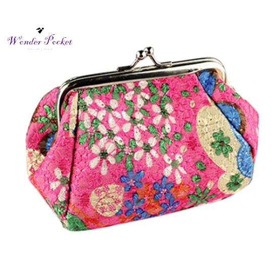 Винтажный цветочный принт с застежкой поцелуй для женщин мини-сумка для денег кошелек портмоне розы красного 698₽