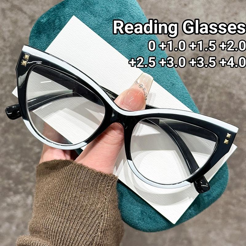 Retro Multi-color Cat Eye Rivet Reading Eyewear Retro Male Female Eyewear Blue Light Blocking Eye Protection Presbyopia Eyewear