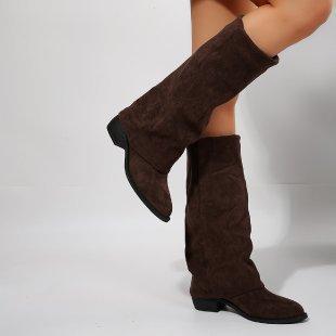 

Women s Knee High Boots Autumn Fashion Pointed Toe Shoes Classics Women Western Cowboy Boots Denim Knight Boot Botas Mujer 36
