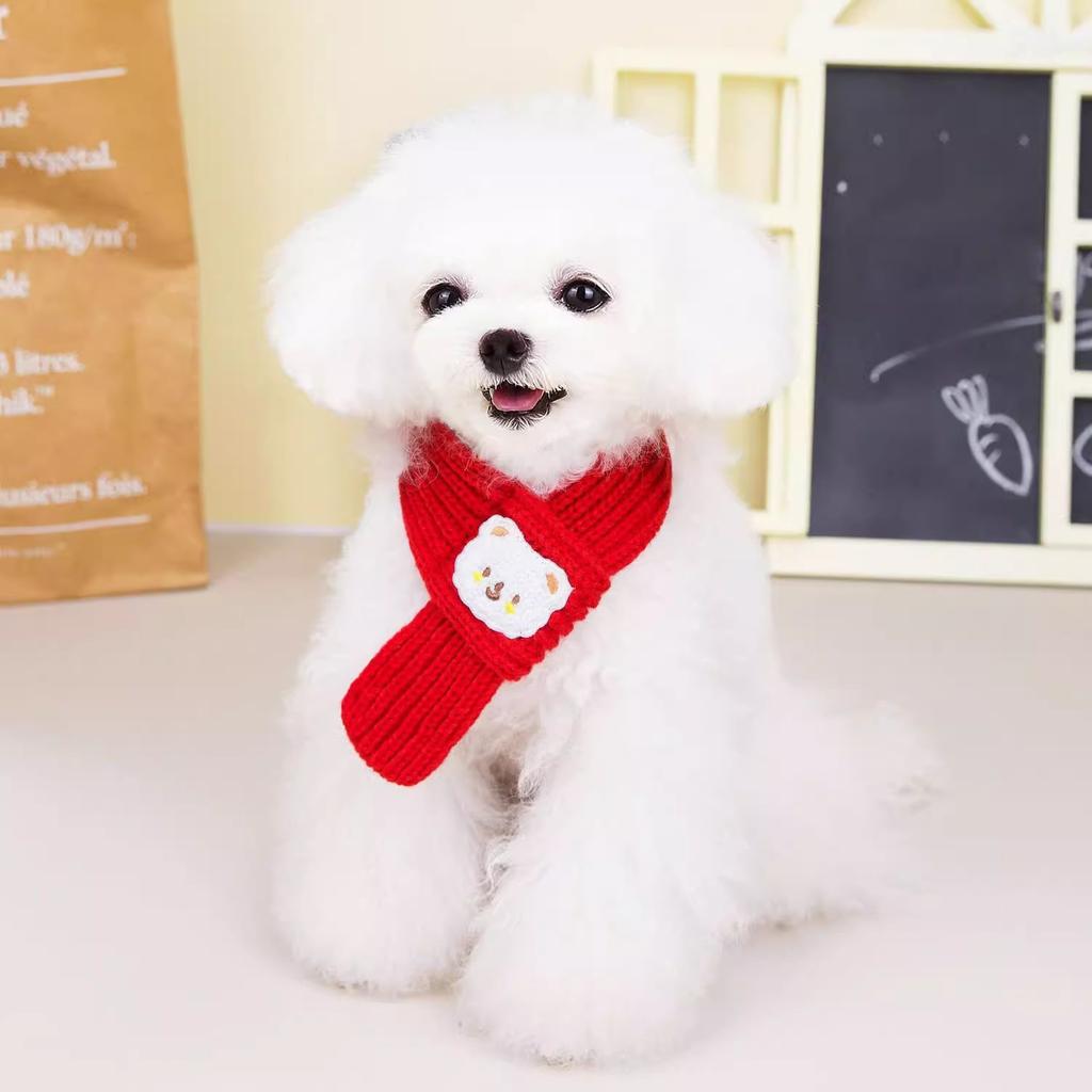 Winter Warm Puppy Dog Cat Scarf Cute Christmas Pet Accessories Small Medium Dogs Poodle Yorkshire Scarves Mascotas Products