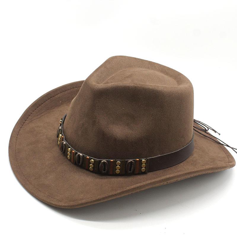 Male And Female Couples Hats Ethnic Style Suede Western Cowboy Top Hat