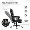 Executive Office Chair, PU Leather Home Office Chair with Swivel Wheels, Reclining Backrest, Retractable Footrest, Black