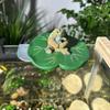 Figura de Tortuga Pescadora Tortuga Pequeña Linda sobre Hoja de Loto Escultura de Resina para Acuario Patio Piscina Estanque Decoración de Jardín Exterior