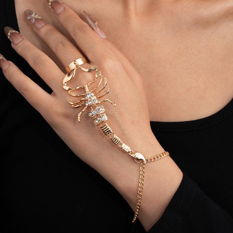 Strass 3D Skorpion Fingerarmband & Schlange Armreif Fußkettchen Körperkette