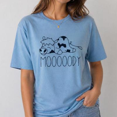 Moody Cow T-and Kids Tshirt: Funny Cartoon Animal Graphic Tee