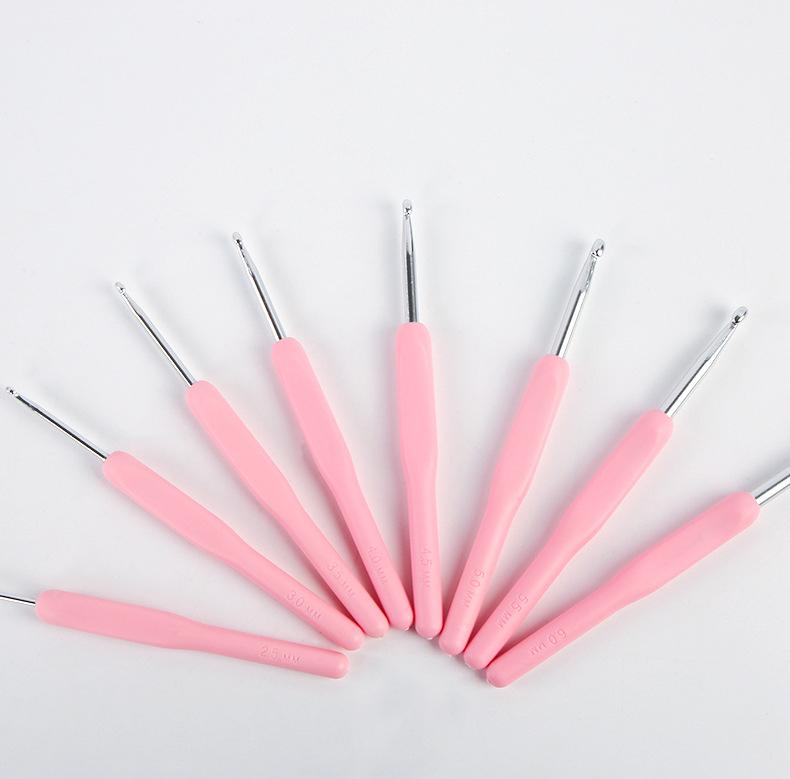 8pcs DIY Knitting Crochet Hooks - Aluminum, 2.5mm-6mm | Perfect for Weaving Beginners, Knit Crafting Supplies | Ergonomic Handle