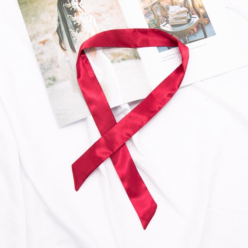 Neuer langer Taschenschal Damen Haarband Damen Accessoires Einfarbige schmale Schals Stirnband Satinband Krawatte Dekorative Taschenschals