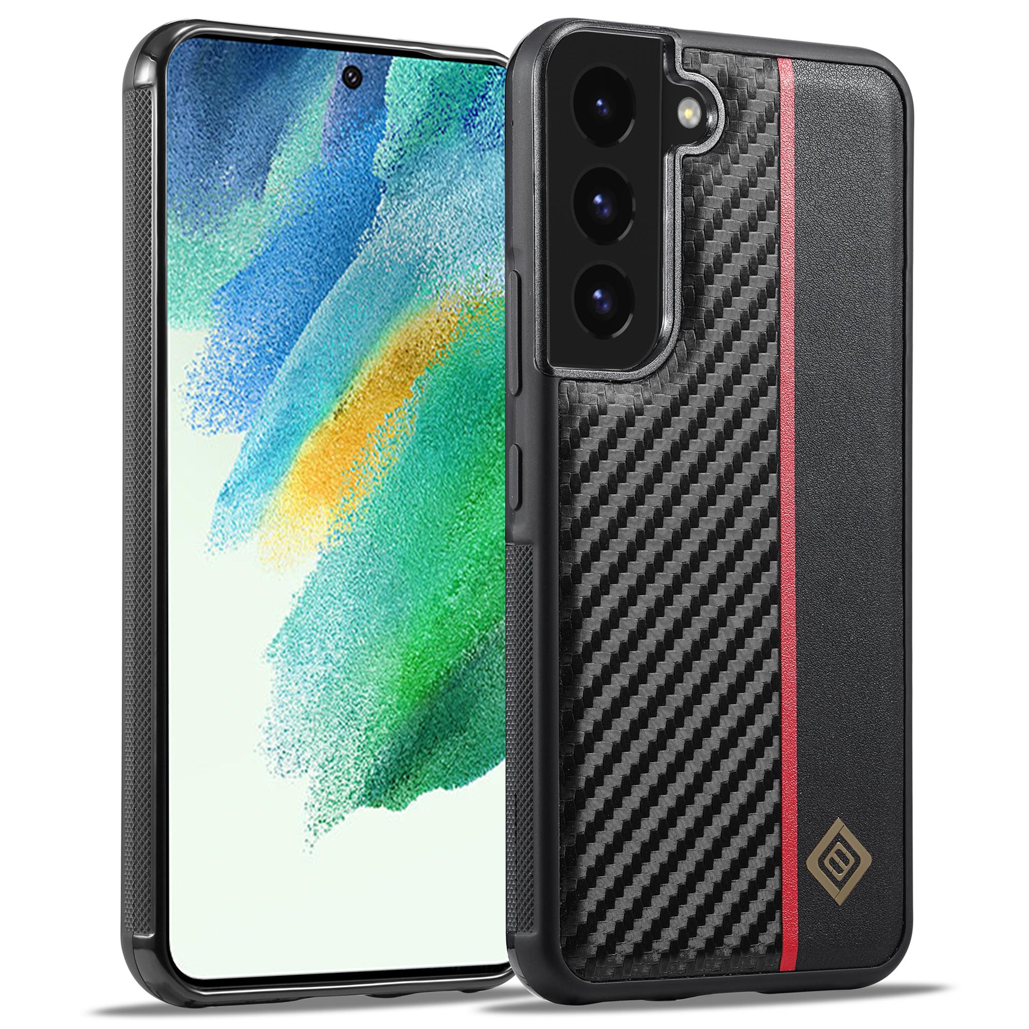 

Чохол для телефону LC.IMEEKE Slim-Fit для Samsung Galaxy S21 FE 5G Текстура вуглецевого волокна Шкіра PU+ТПУ+Корпус EVA A