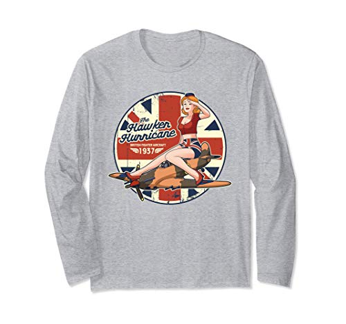Hawker Hurricane RAF WWII Airplane Pinup Long Sleeve T-Shirt