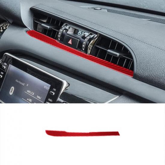 Red Carbon Fiber Car Front Center AC Vent Below Sitcker For Toyota Hilux 2015-21