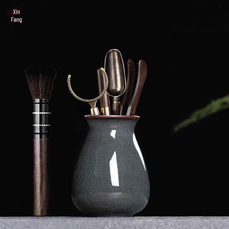 Iron Six Gentlemen Tea Ceremony Accessories: Ceramic Kung Fu Tea Scoop, Tongs, Bamboo Needles, Celadon Ornaments. Six Gentlemen Set