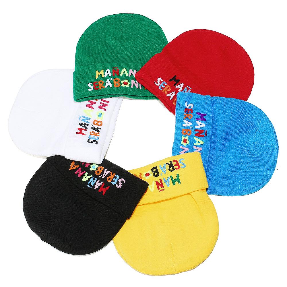European and American winter Manana colorful letter knitted hat European and American wool hat men and women cold hat women