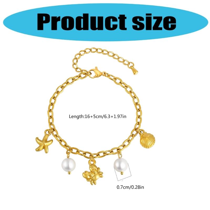 Stylish Ocean Themed Bracelet Pendant Bracelet Everyday Wear Bracelet Stainless Steel Texture for Daily and Party Wear