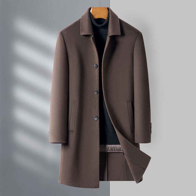 

Осень и Зима Новое Пальто Мужское Деловое Повседневное Пальто для Мужчин Среднего Возраста Высококлассный Папин Топ 4XL хаки