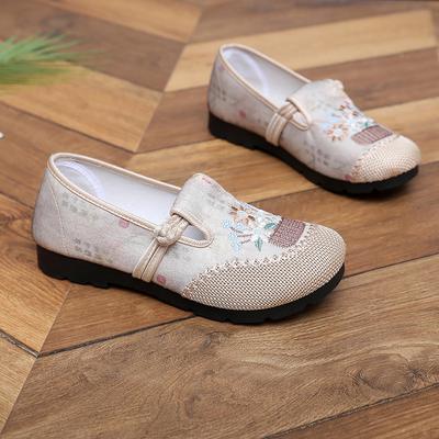 Frühling und Herbst neue Stoffschuhe Damen Einzelschuhe neue chinesische Stickschuhe weiche Sohle Mutter Einzelschuhe