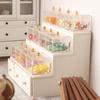 Tiered Display Shelf Wood Tiered Realistic Featured with Functional Drawer for 1/12 Scale Doll House Display Accessories