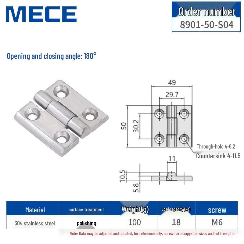 304 Stainless Steel Thickened Cabinet & Wooden Door Hinges