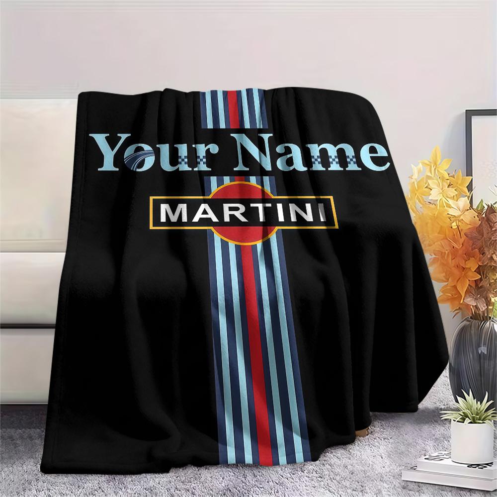 1PC Martini Custom Name Patterned Flannel Blanket Suitable For All Seasons For Home Decor Warmth And Comfort Gifts Holiday Present