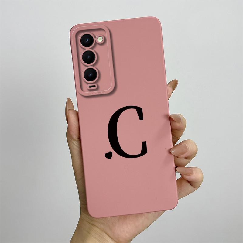 For Tecno Camon 18 Case Tecno Camon 18P Phone Case Camon 18T CH6 CH7n Cute Initial Letters Square Silicone Shockproof Back Cover