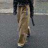 Retro Cord Samtfarbene Freizeithose mit lockerem Bund Hot Girl Weitbeinige Hose Herbst- und Winterstil