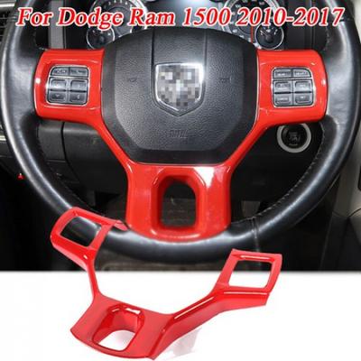 Car Interior Steering Wheel Trim Cover Frame Bezel For Dodge Ram 1500 10-17 Red