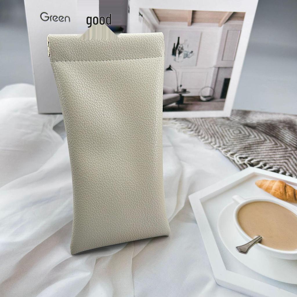 Thickened Leather Open-Mouth Sunglasses & Reading Glasses Dustproof Crossbody Case