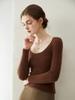 Damen 100% Reines Kaschmir U-Ausschnitt Figurbetonter Basisschicht Pullover - Neuer Herbst/Winter Pullover Strickware