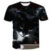 Summer Round Neck 3D Cute Cat Print Top Fashionable Casual Short Sleeved Men's T-shirts