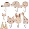 Decorative Coat Hooks 6 Pieces Animal-Shaped Kids Towel Hooks Self-Adhesive Clothes Hanger Cartoon Towel Holder For Purse