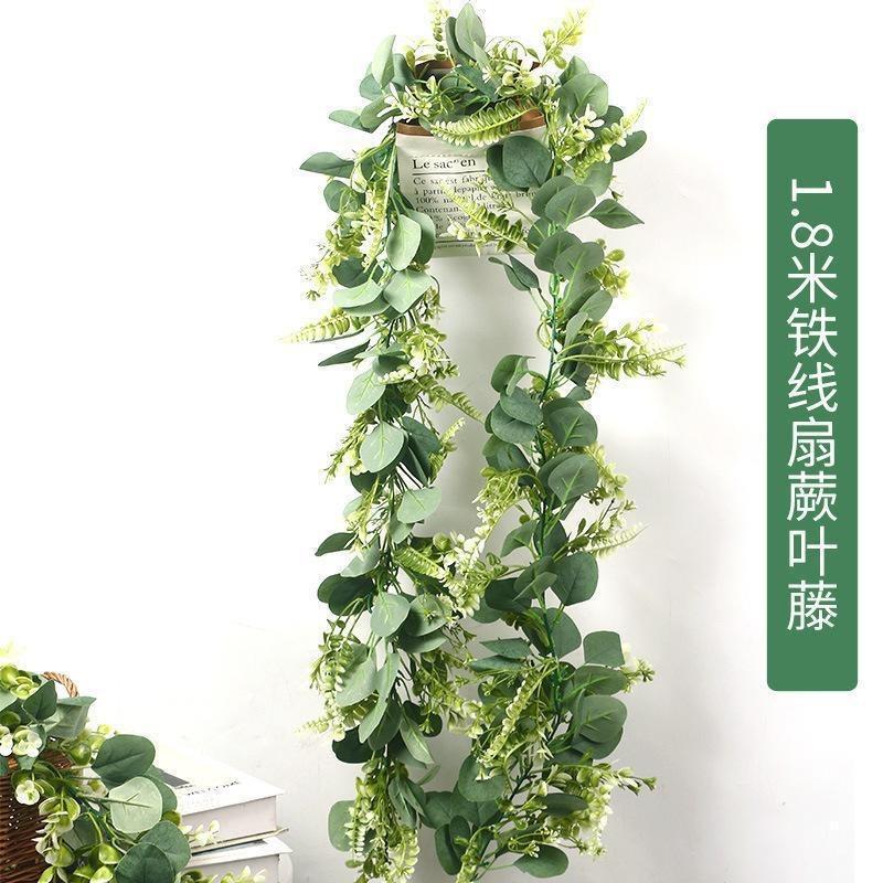 Simulation Rattan Wedding Landscaping Green Plant Vine Eucalyptus Green Leaf Home Indoor Simulation Flower Wall Hanging