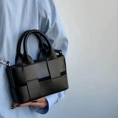 Stylish Black Geometric Shoulder Bag for Women - Adjustable Strap, Zipper Closure, Wristlet Design, Perfect for Casual and Professional Outings