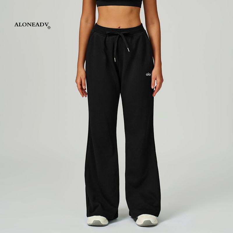 Aloneadv European and American High Waist Yoga Sweatpants Women Autumn Drawstring Straight Casual Trousers Fitness Loose Sweat pants