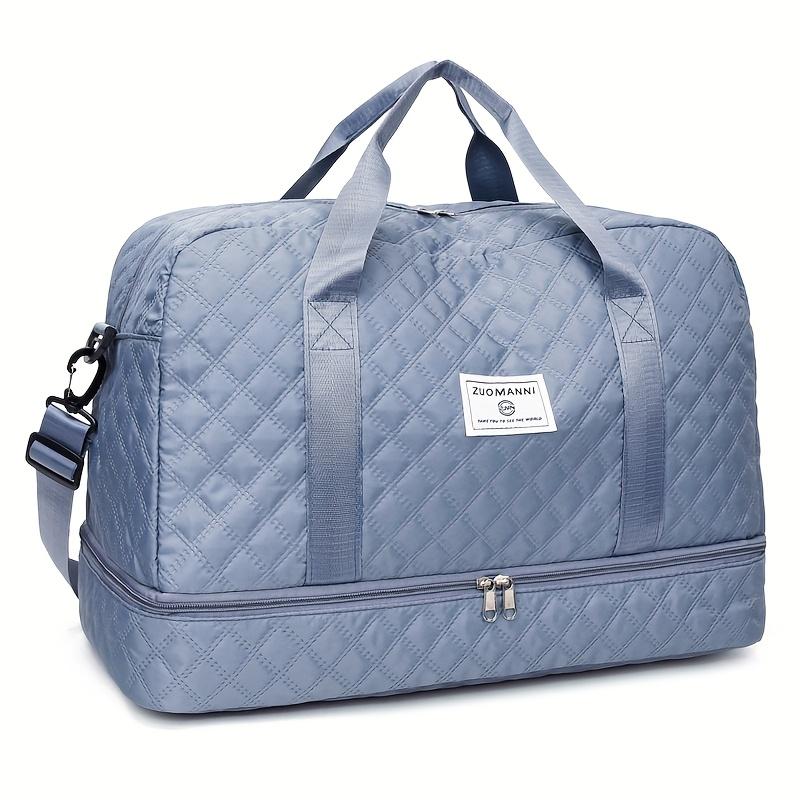 Large Capacity Multifunctial Travel Bag, Spacious Diamd Pattern Sports and Fitness Bag, Portable Weekender Overnight Bag