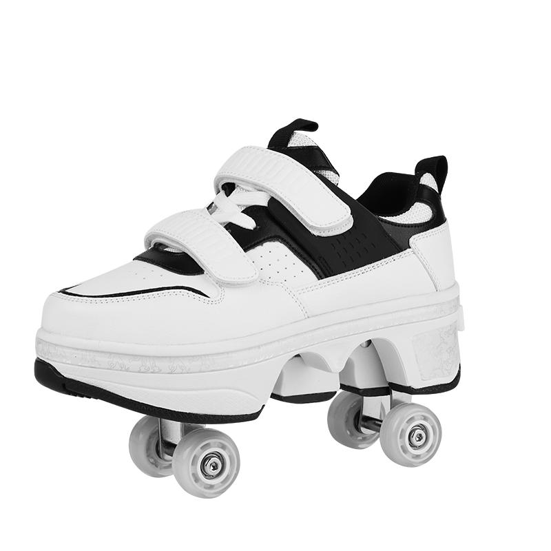 Children Wheels Shoes Roller Sneakers With 4 Wheels Skates Adult Runaway Parkour Deformation Shoes For Women Men Youth Kids Gift