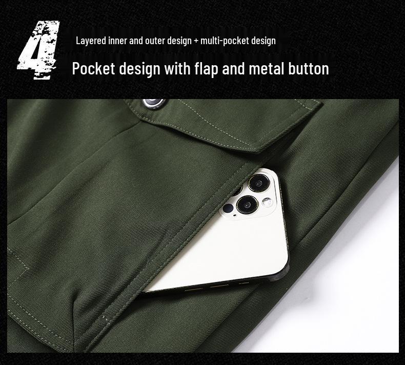 2026 Autumn/Winter Men's Hooded Thick Workwear Jacket, Plus Size, Velvet-Lined, Mid-Length Cotton.